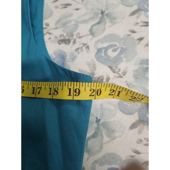 Anne Klein Women's Cotton Midi Sun Dress with Sash Calypso Blue New - Picture 4 of 9